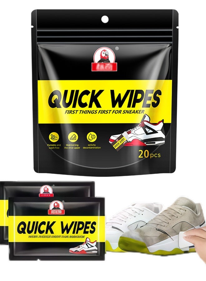 20 عبوة مناديل تنظيف أحذية طبيعية يمكن التخلص منها مغلفة بشكل فردي مناديل تنظيف أحذية رياضية محمولة مزيل سريع للبقع والأوساخ للأحذية والأحذية الرياضية والأحذية الطويلة مثالية للسفر والاستخدام اليومي - Image 1